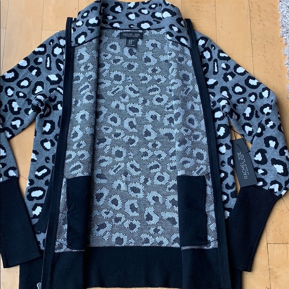RACHEL ZOE Leopard Print Zip Up Sweater - Picture 7 of 14